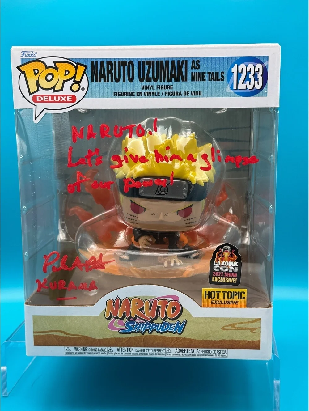 Paul St. Peter signed Naruto Uzumaki Nine Tails deluxe Funko pop with MAS COA